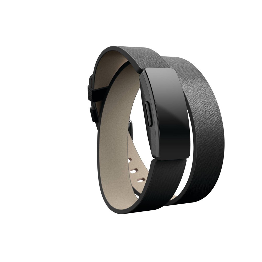 slide 3 of 4, Fitbit Inspire Activity Tracker Double Leather Wrap Band - Black, 1 ct