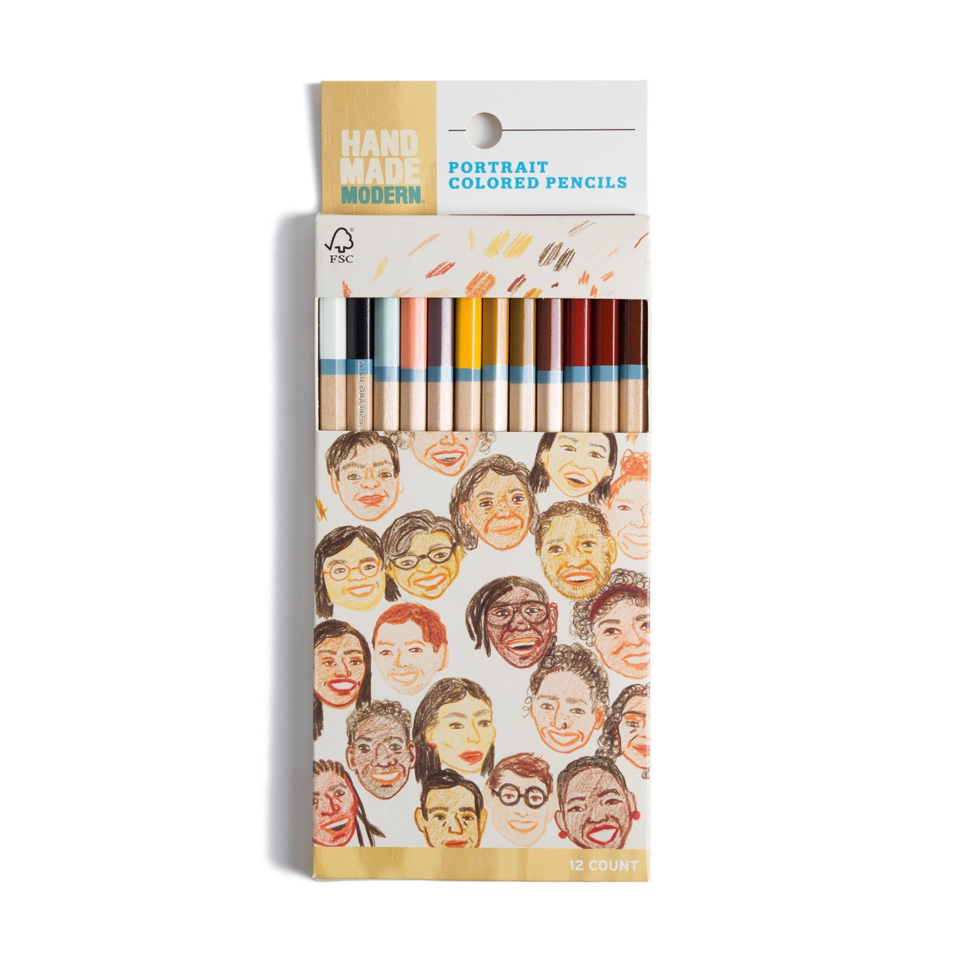 slide 1 of 4, Hand Made Modern Portrait Colored Pencils, 12 ct