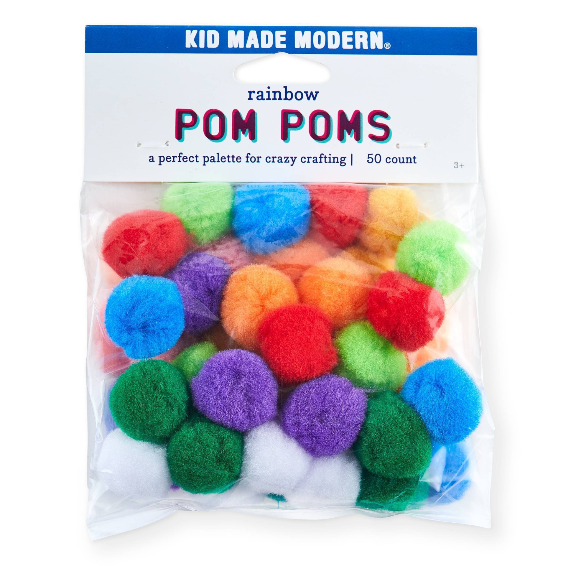 slide 1 of 4, Kid Made Modern Rainbow Pom Poms, 50 ct