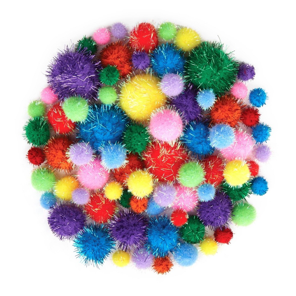 slide 2 of 4, Kid Made Modern Sparkle Pom Poms, 75 ct