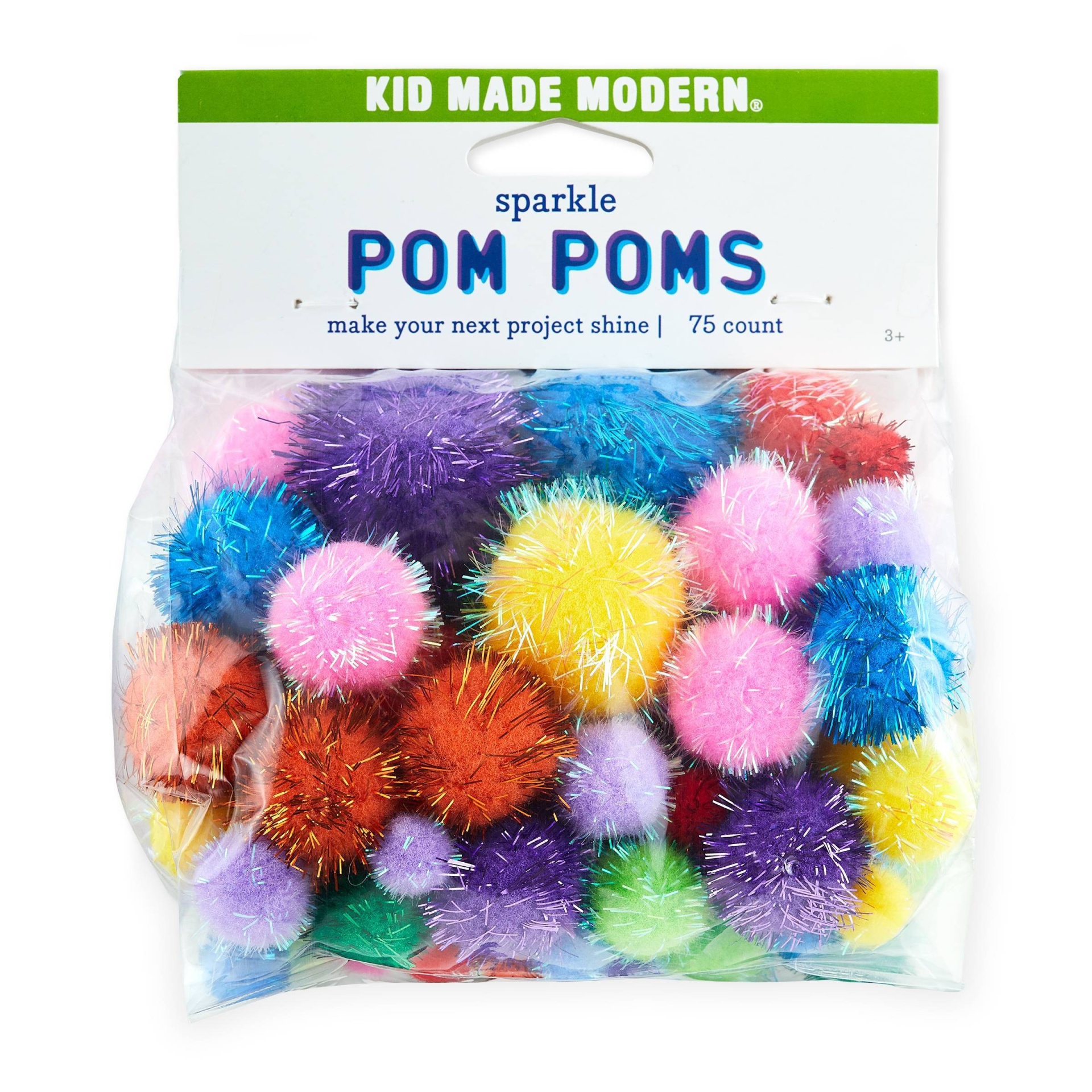 slide 1 of 4, Kid Made Modern Sparkle Pom Poms, 75 ct