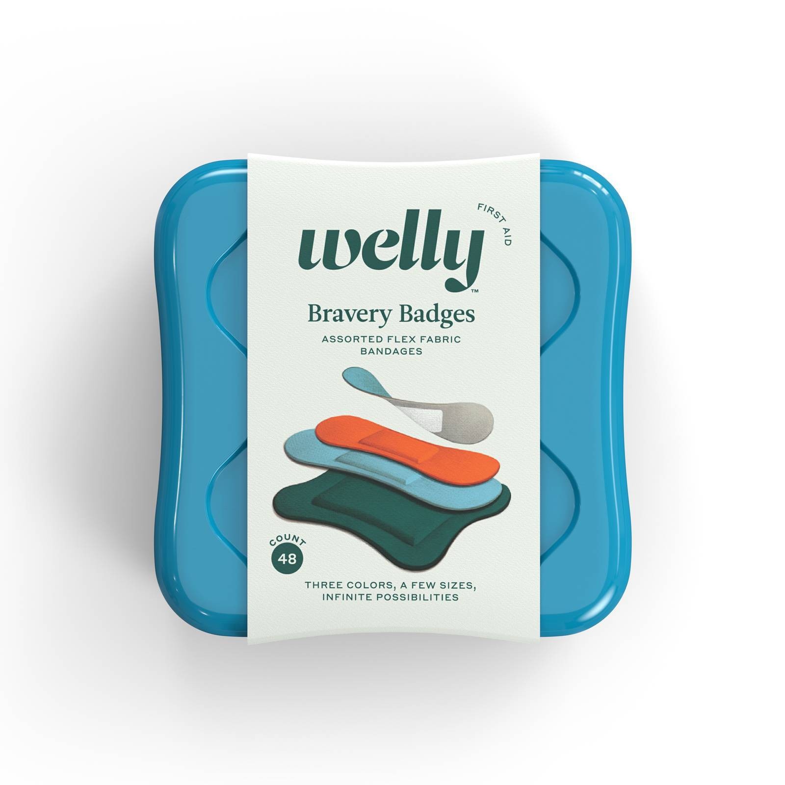 slide 1 of 7, Welly Bravery Badges Flex Fabric Assorted Solid Color Bandages, 48 ct