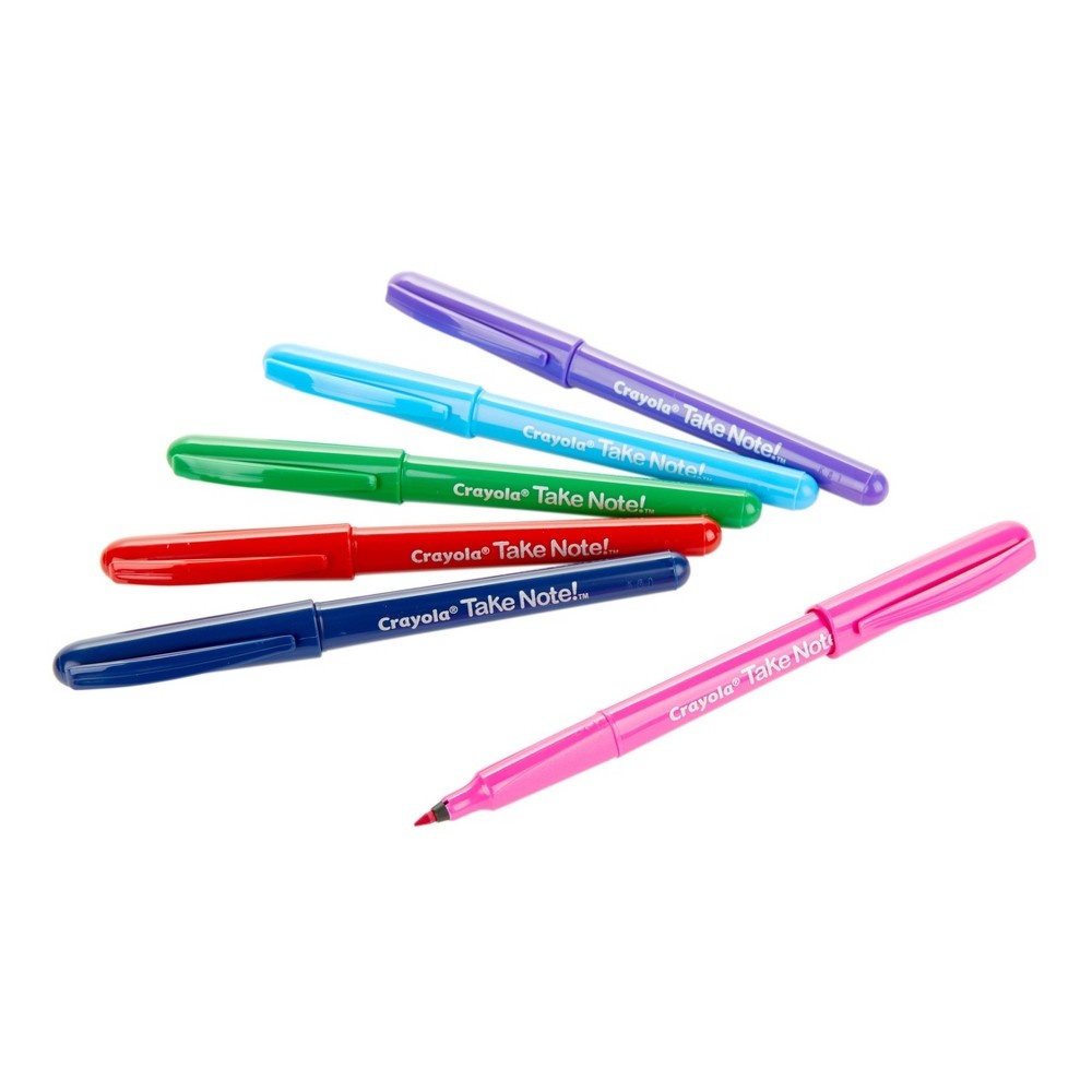 slide 3 of 4, Crayola Take Note Washable Felt Tip Pens - Assorted Colors, 6 ct