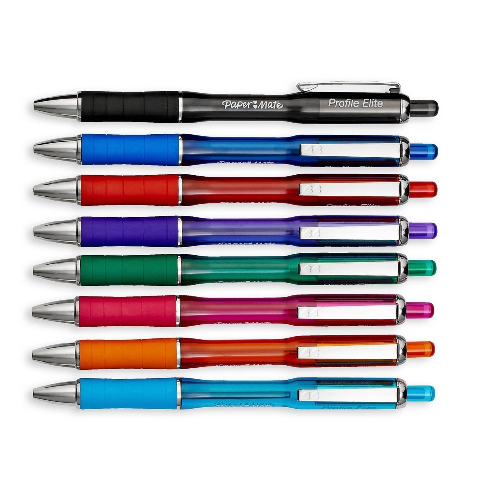 slide 3 of 4, Paper Mate Profile Elite Ballpoint Pens Assorted Colors, 8 ct