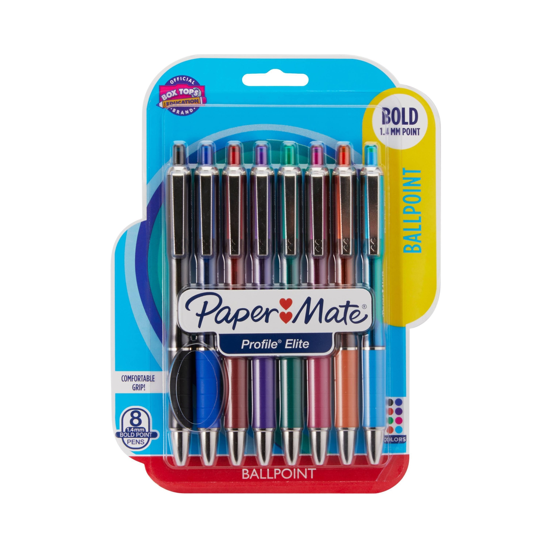 slide 1 of 4, Paper Mate Profile Elite Ballpoint Pens Assorted Colors, 8 ct