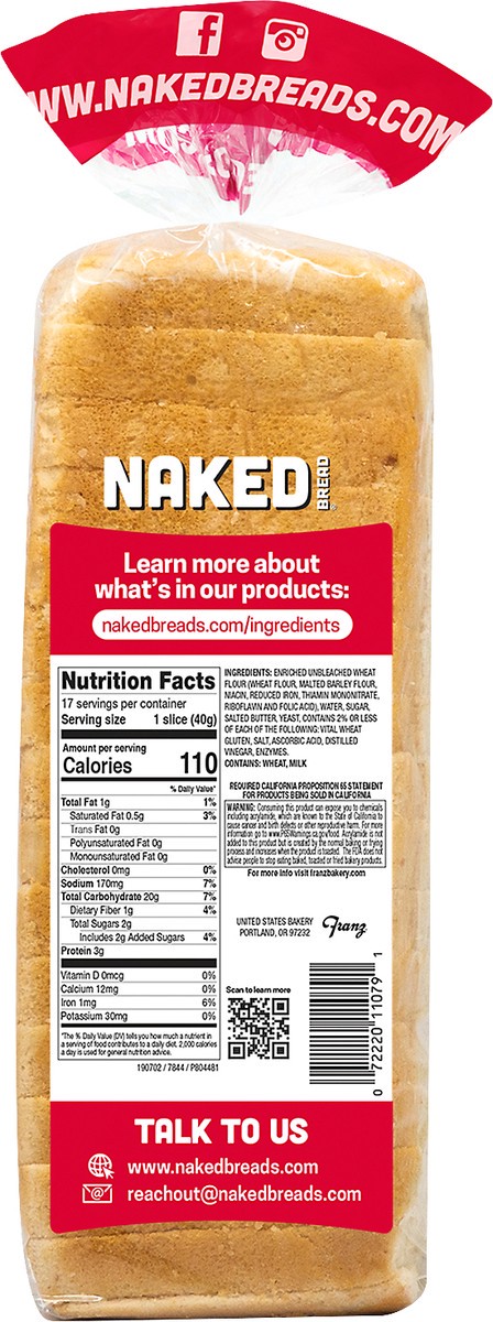slide 7 of 7, Naked Old Fashioned White Bread, 24 oz