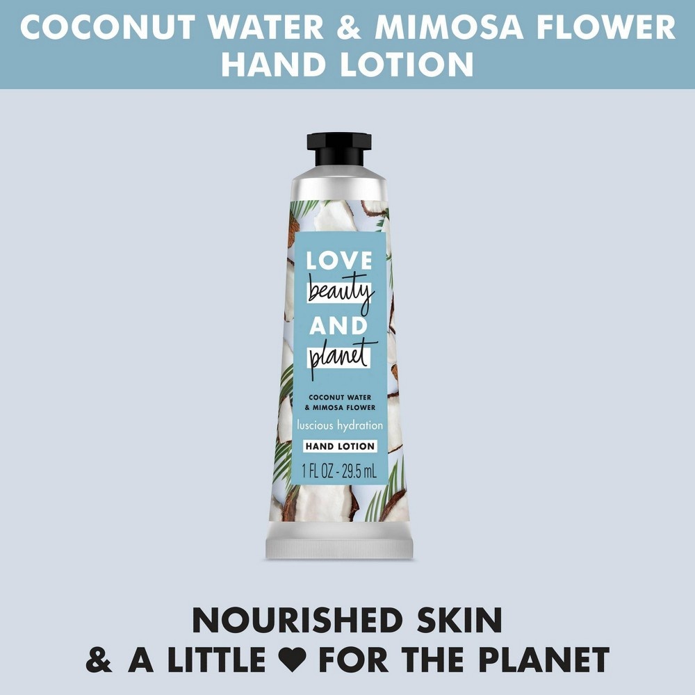 slide 8 of 10, Love Beauty And Planet Coconut Water & Mimosa Flower Hand Lotion, 1 fl oz