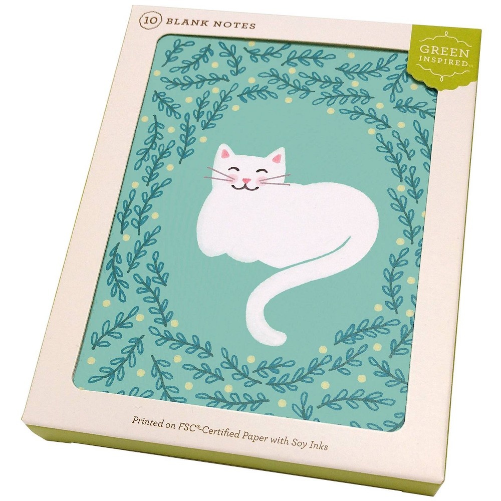 slide 2 of 3, Green Inspired Happy Cat Blank Cards, 10 ct
