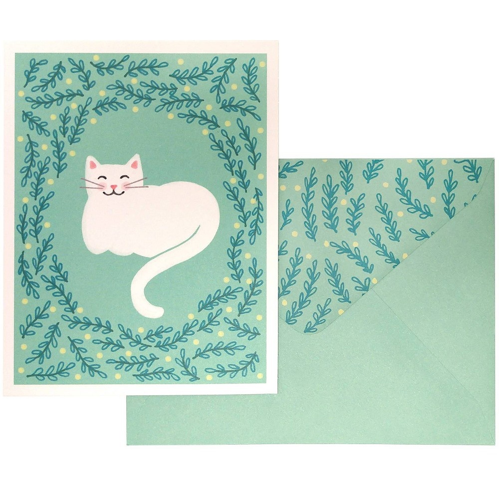 slide 3 of 3, Green Inspired Happy Cat Blank Cards, 10 ct