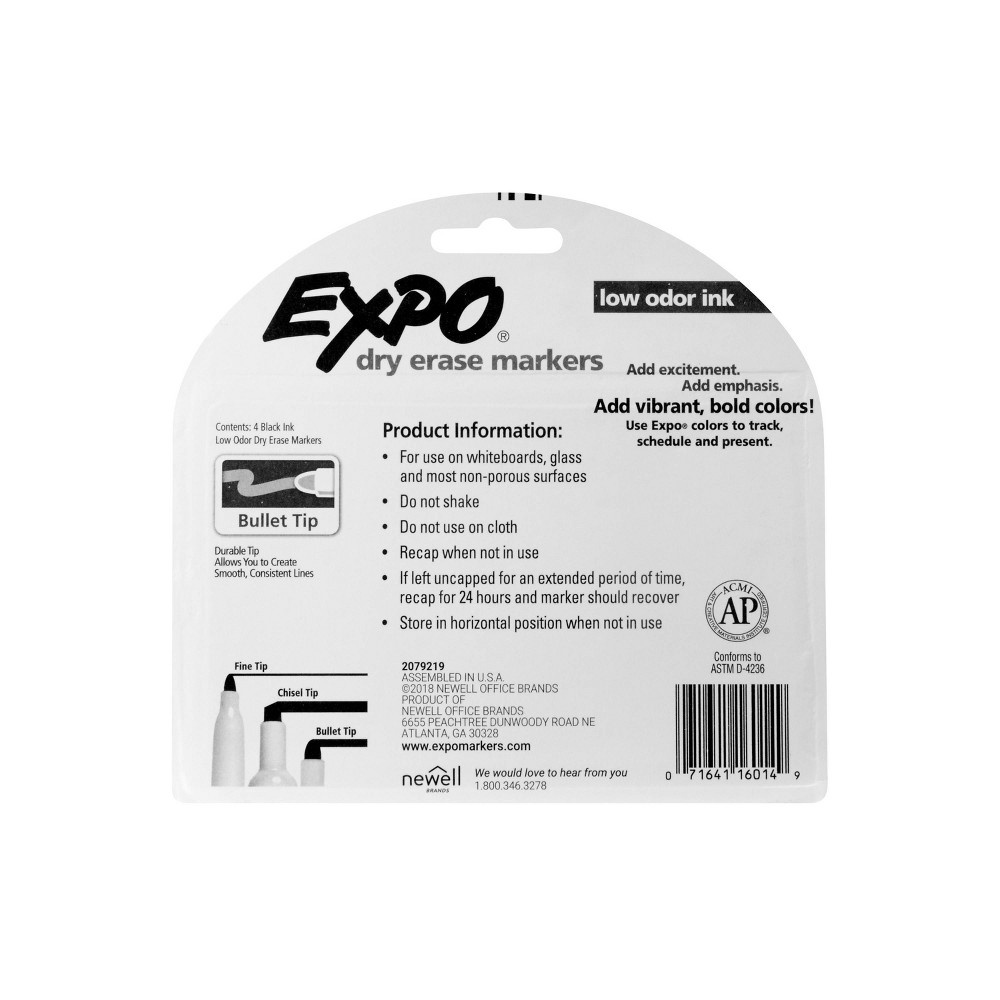 slide 2 of 2, Expo Bullet Dry Erase Markers Black, 4 ct