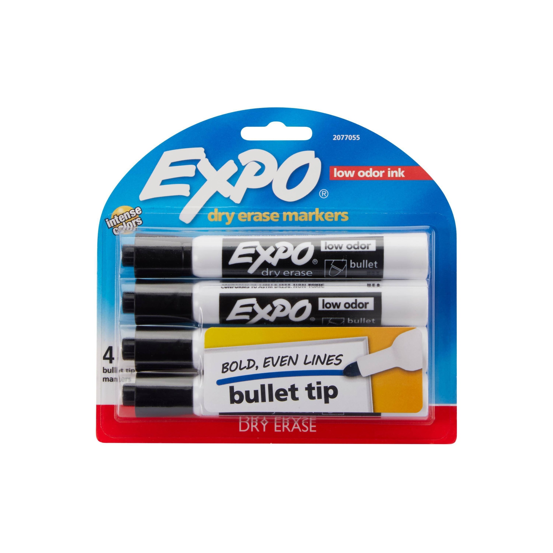 slide 1 of 2, Expo Bullet Dry Erase Markers Black, 4 ct