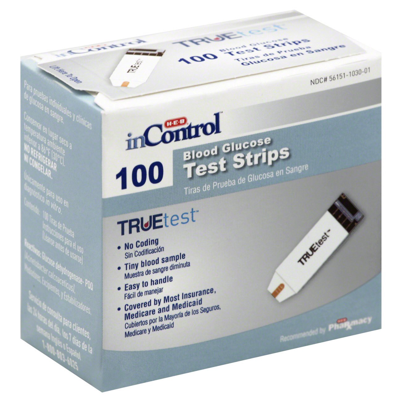 slide 1 of 1, H-E-B In Control No Coding TRUEtest Test Strips, 100 ct