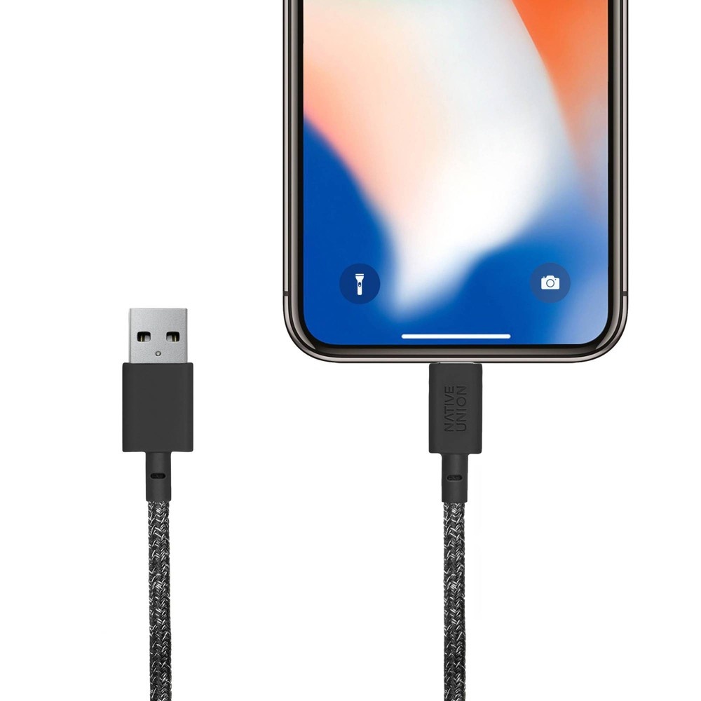 slide 2 of 7, Native Union Belt XL 10' Braided Lightning to USB-A Cable - Cosmos Black, 1 ct