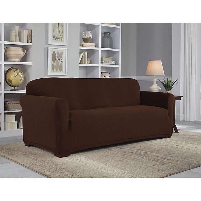 slide 1 of 1, Perfect Fit NeverWet Luxury Sofa Slipcover - Chocolate, 1 ct