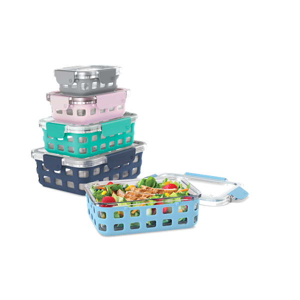 slide 1 of 9, Ello DuraGlass Food Storage Set, 10 ct