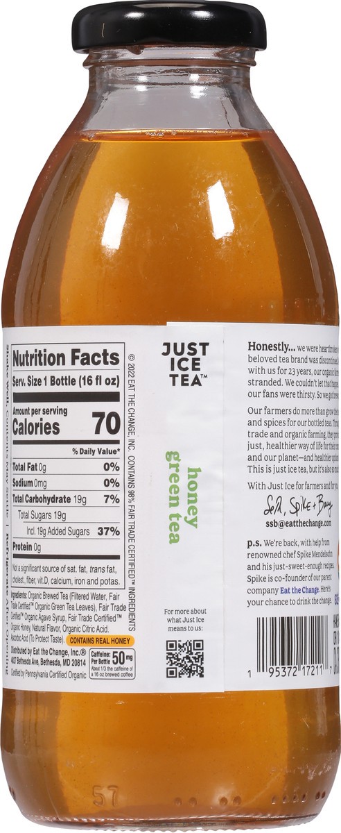 slide 9 of 9, Just Ice Tea Green Honey Green Tea - 16 fl oz, 16 fl oz