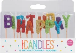 Unique Glitter Birthday Candle Picks - Rainbow