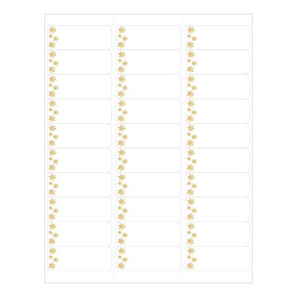 slide 3 of 3, Geo Studios Holiday-Themed Mailing Labels, Rounded Corners, 1"" X 2-11/16"", Gold Snowflake, Pack Of 90 Labels, 90 ct