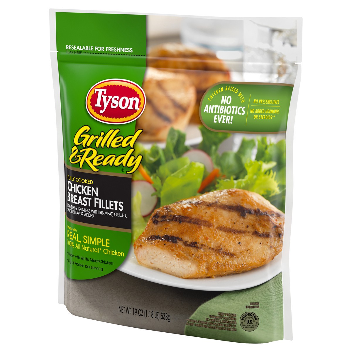 slide 3 of 6, Tyson Grilled & Ready Chicken Breast Fillets - Frozen, 19 oz