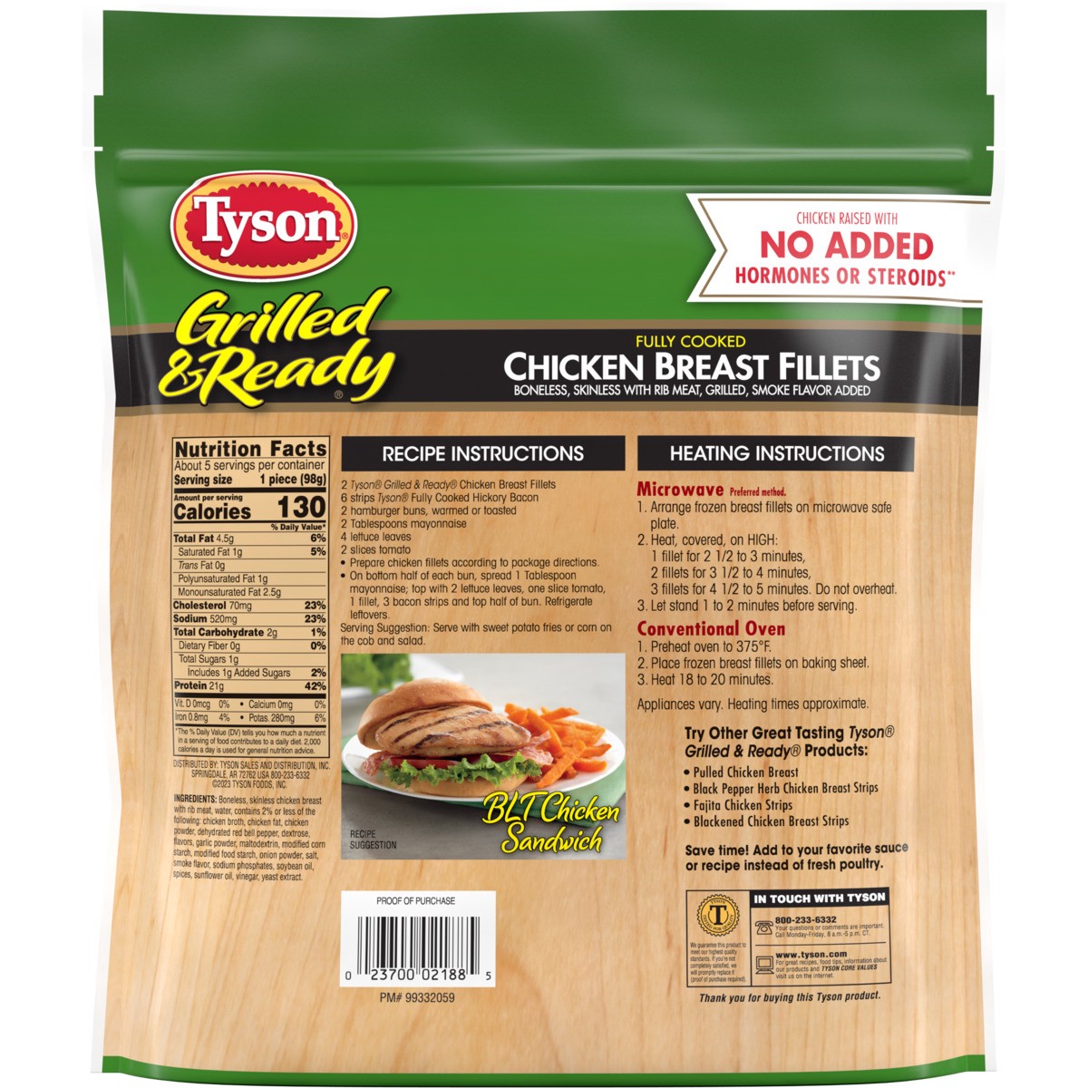 slide 5 of 6, Tyson Grilled & Ready Chicken Breast Fillets - Frozen, 19 oz