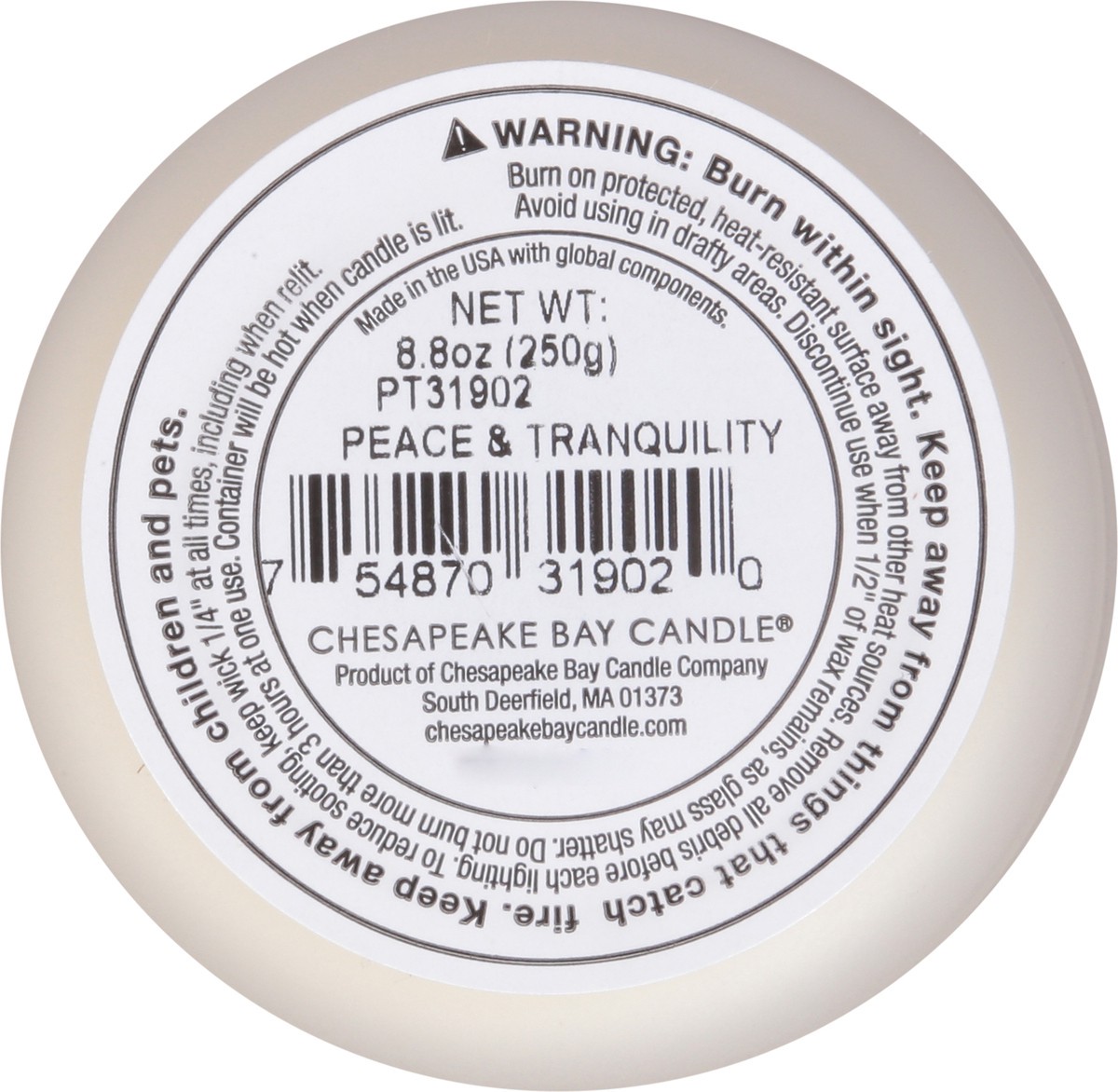 slide 2 of 9, Chesapeake Bay Candle Peace +Tranquility Cashmere Jasmine Candle 1 ea, 1 ct