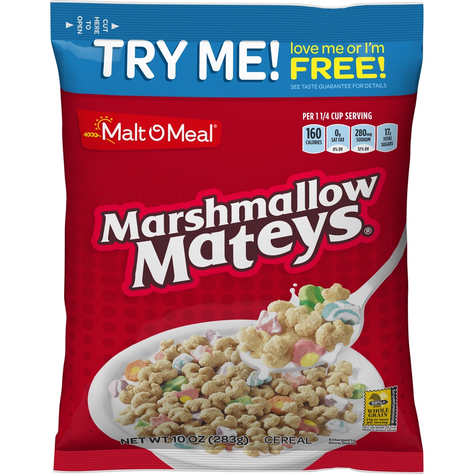 slide 1 of 6, Malt-O-Meal Marshmallow Mateys Frosted Whole Grain Oat Cereal With Marshmallows, 10 oz