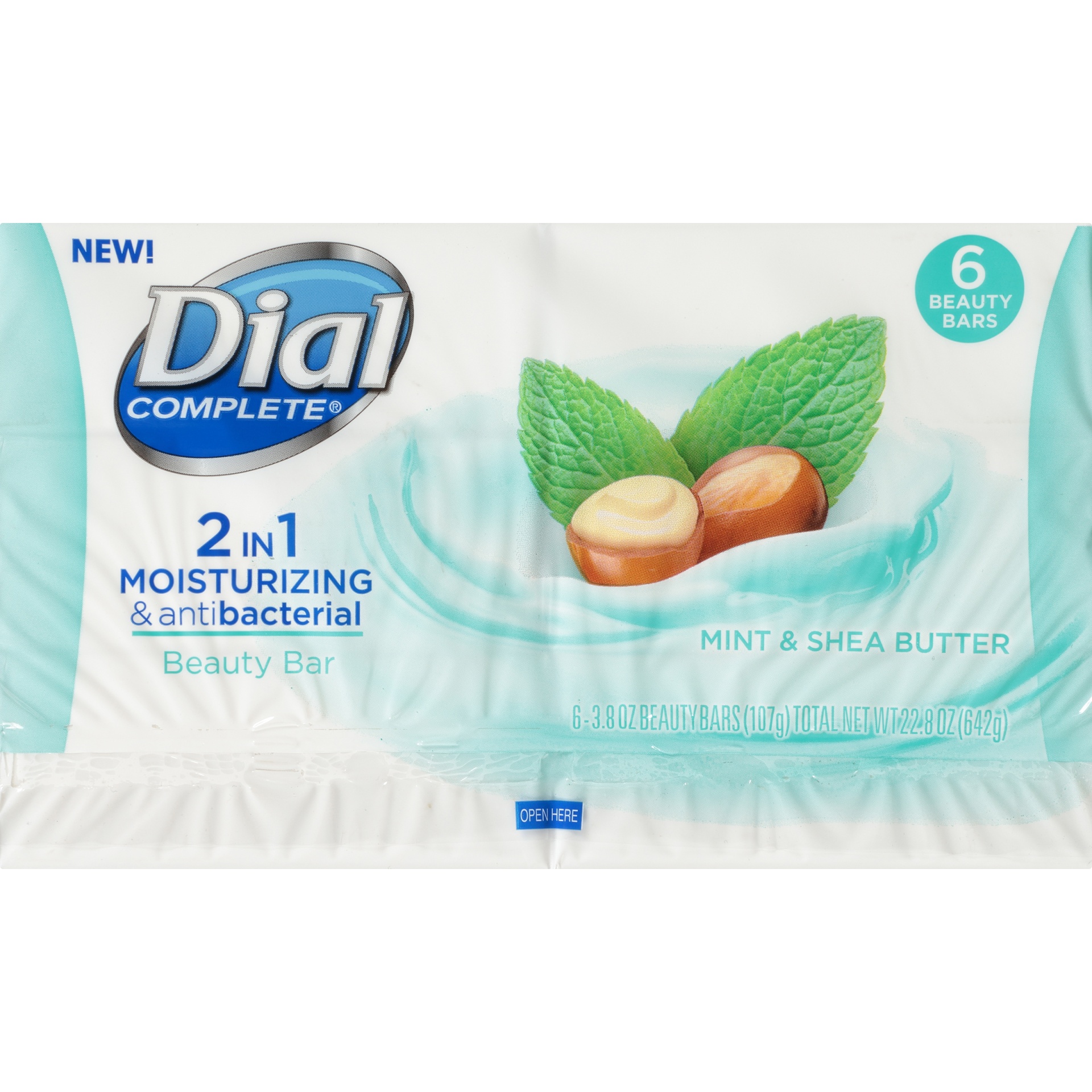 slide 6 of 6, Dial &nbsp;Complete 2-In-1 Mint & Shea Butter Beauty Bar Soap, 6 ct