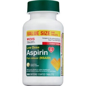 slide 1 of 1, CVS Health Low Strength Aspirin 81 Mg Enteric Coated Tablets, 1000 Ct, 1000 ct; 81 mg