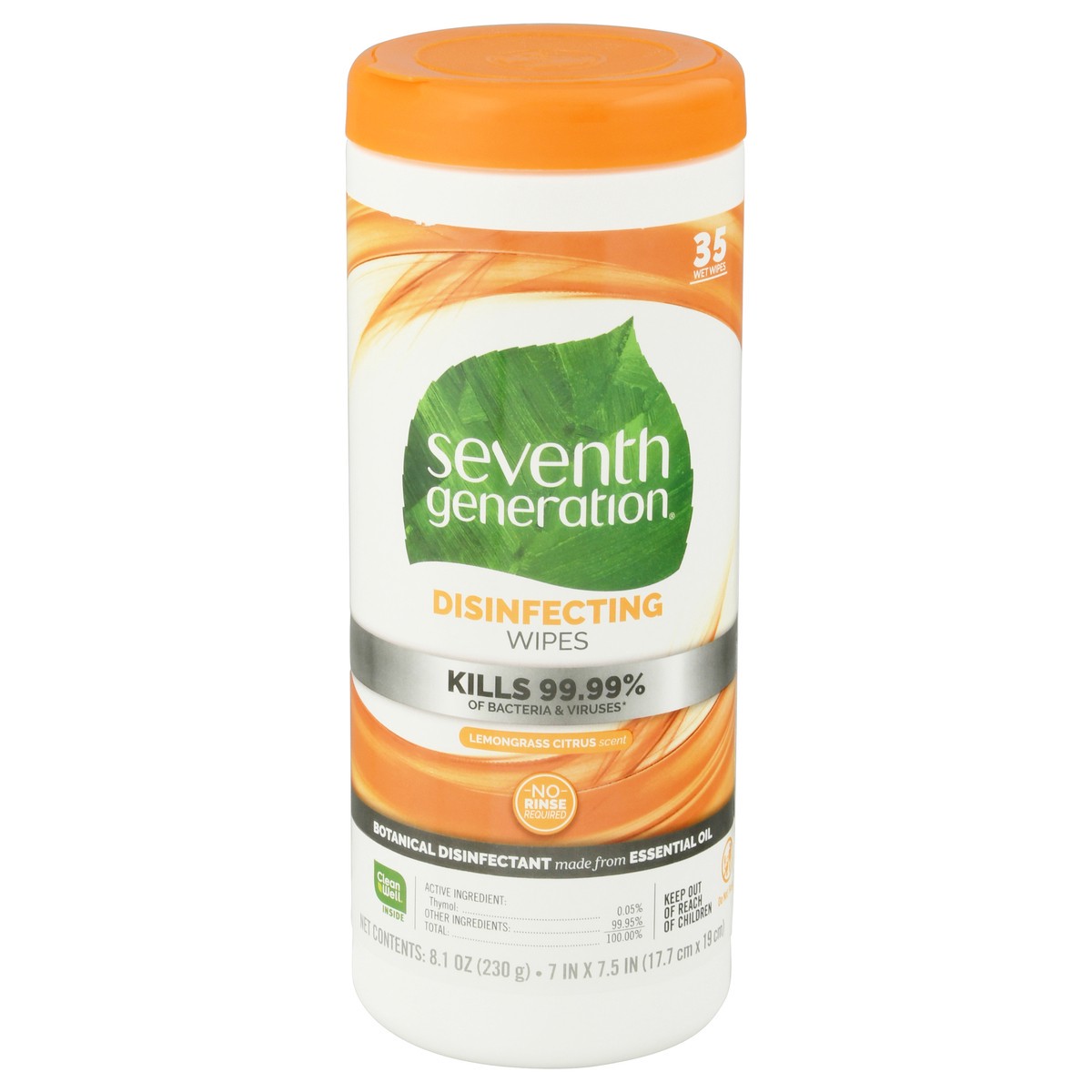 slide 6 of 12, Seventh Generation Disinfectant Wipes Lemongrass Citrus, 35 count, 35 ct