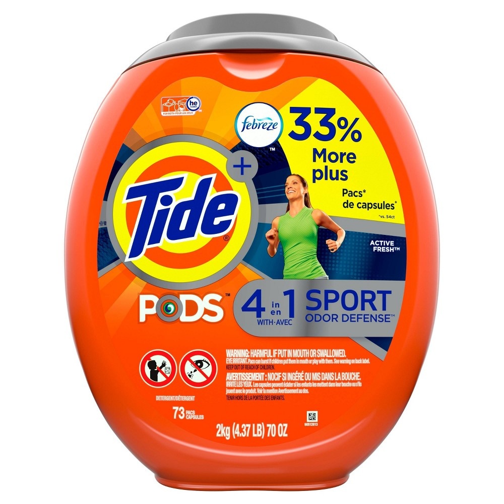 slide 2 of 3, Tide Pods Sport Odor Defense 4-in-1 with Febreze HE Compatible Laundry Detergent Pacs - 67oz/73ct, 67 oz, 73 ct