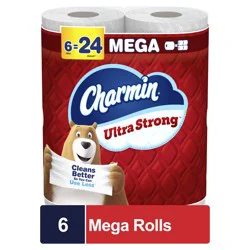 Charmin Toilet Paper Ultra Strong, 6 Mega Rolls, 2-ply Bath Tissue