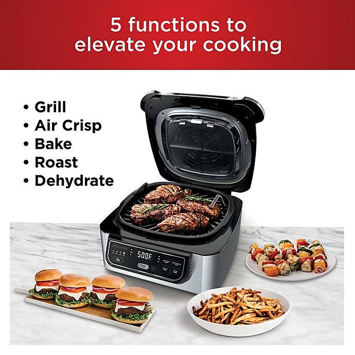 slide 2 of 10, Ninja Foodi 5-in-1 Indoor Grill with Air Fryer - Black/Stainless Steel, 1 ct