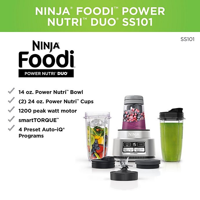 slide 3 of 9, Ninja Foodi Power Nutri Duo Smoothie Bowl Maker and Personal Blender 1200WP 4 Auto-iQ, 1 ct