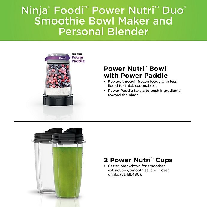 slide 6 of 9, Ninja Foodi Power Nutri Duo Smoothie Bowl Maker and Personal Blender 1200WP 4 Auto-iQ, 1 ct