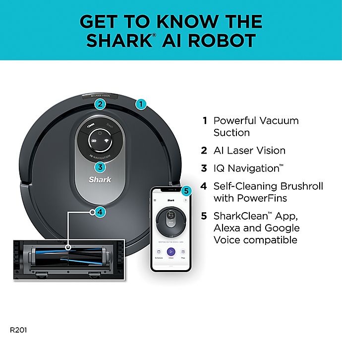 slide 10 of 16, Shark AI Robot Vacuum R201 withAI Laser Vision, SelfCleaning Brushroll, WiFi, 1 ct