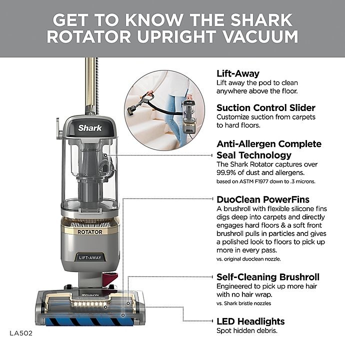 slide 5 of 9, Shark Rotator Lift-Away ADV DuoClean PowerFins Upright Vacuum with Self-Cleaning Brushroll, 1 ct