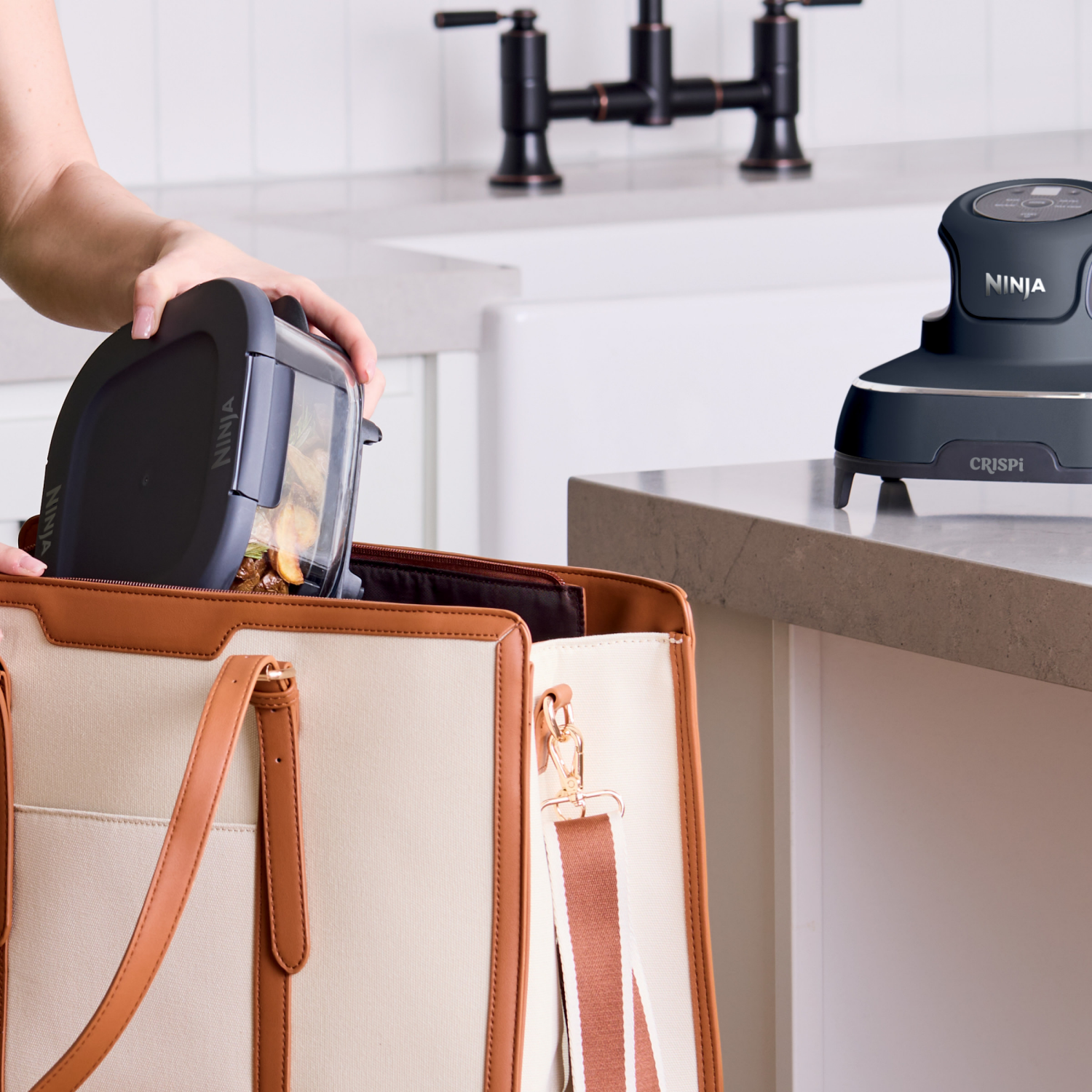 slide 3 of 8, Ninja 4qt Crispi Portable Cooking System Air Fryer Gray - FN101GY, 4 qt