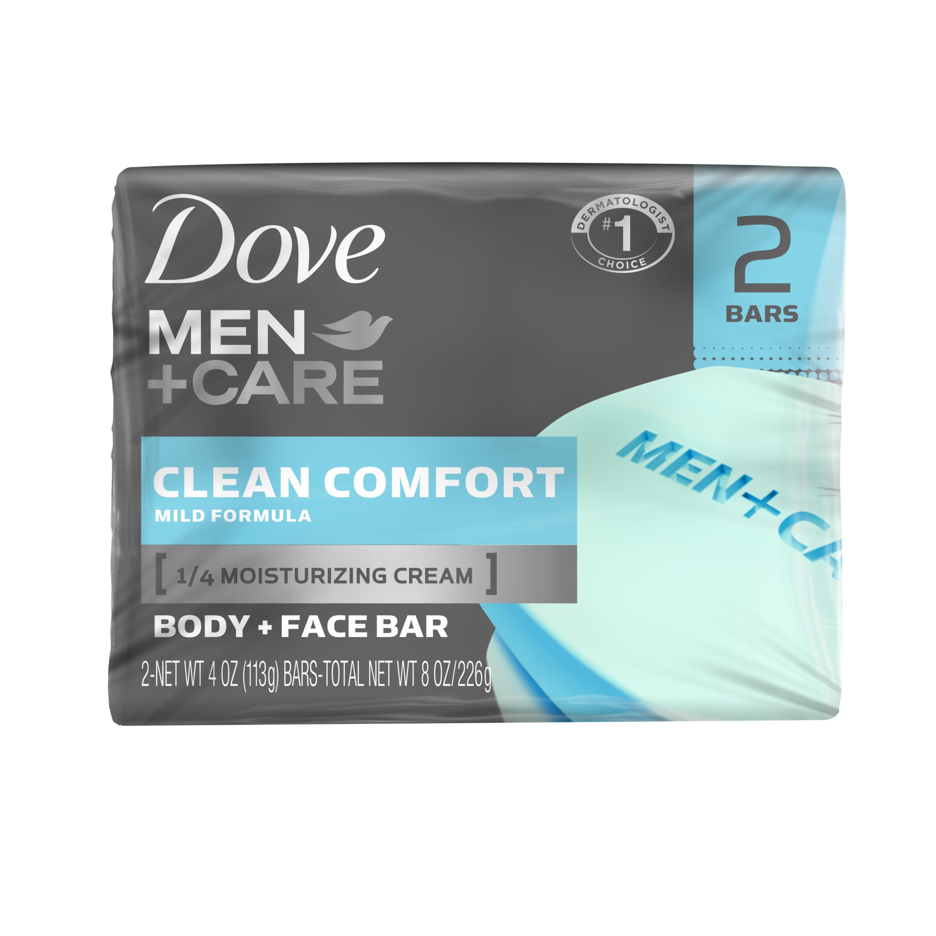 slide 1 of 1, Dove Men+Care Body and Face Bar Clean Comfort, 4 oz, 2 Bar, 4 oz