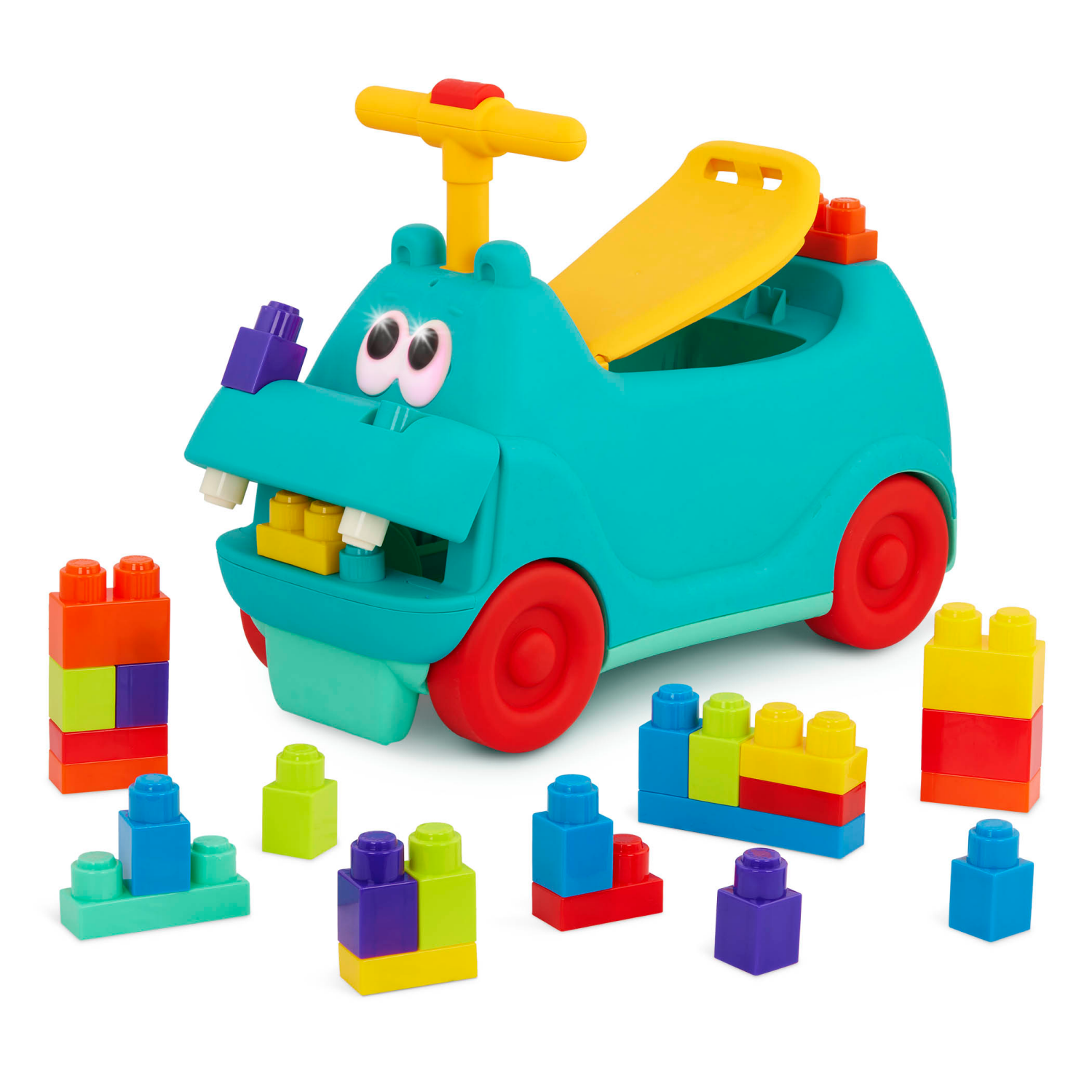slide 2 of 6, Battat Hippo Ride-On With Large Locblocs Ride-On Toy with Blocks, 1 ct