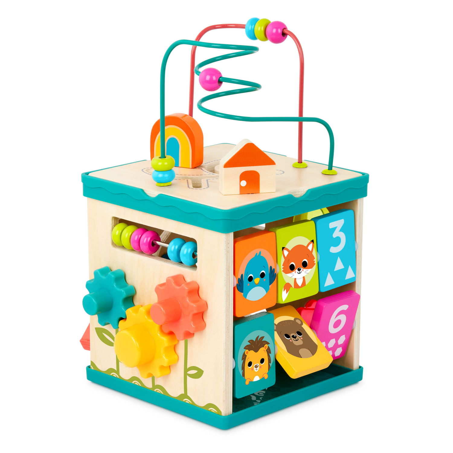 slide 2 of 3, BATTAT B. toys Lil' Learning Cube Tabletop Wooden Activity Cube, 1 ct