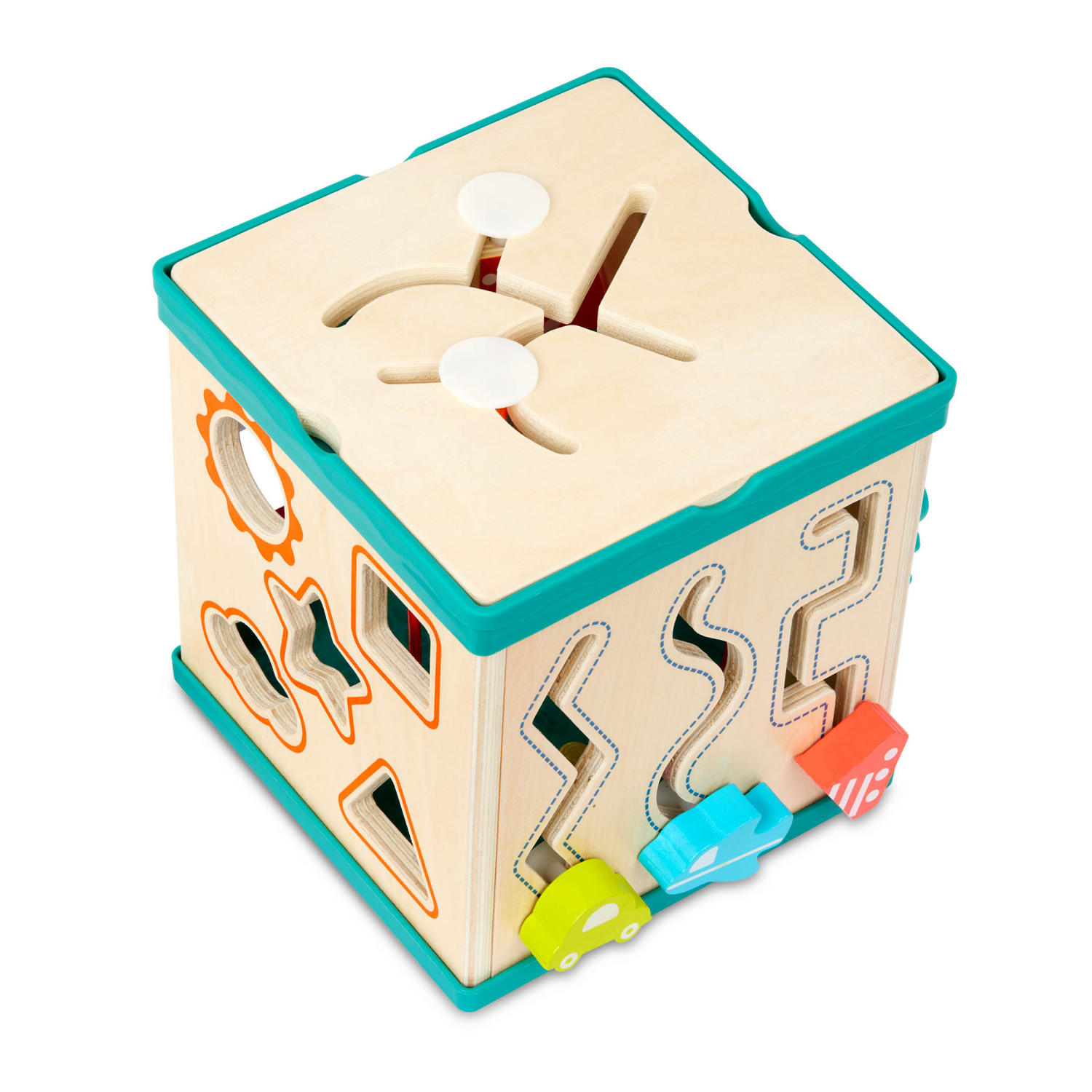 slide 3 of 3, BATTAT B. toys Lil' Learning Cube Tabletop Wooden Activity Cube, 1 ct