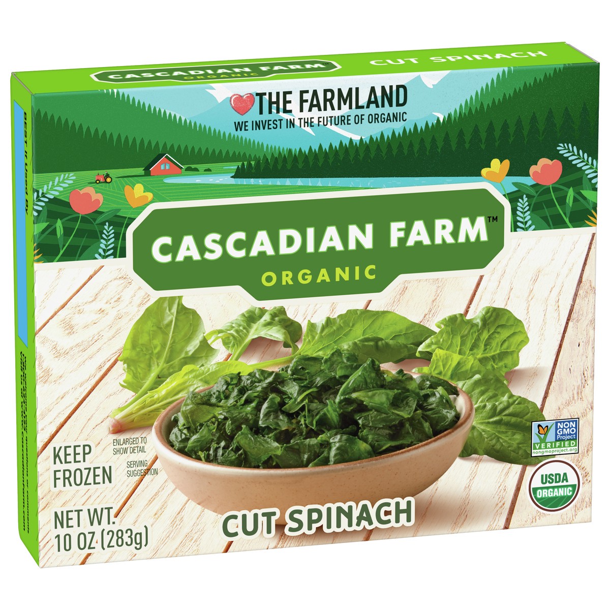 slide 6 of 9, Cascadian Farm Organic Cut Spinach, Frozen Vegetables, 10 oz., 10 oz