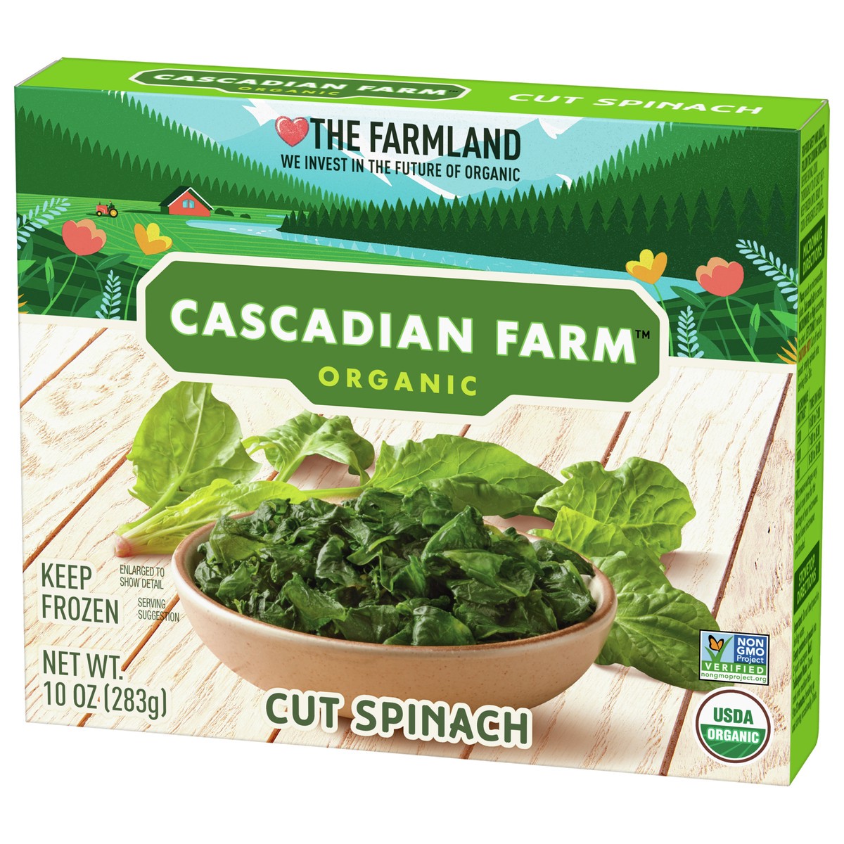 slide 7 of 9, Cascadian Farm Organic Cut Spinach, Frozen Vegetables, 10 oz., 10 oz
