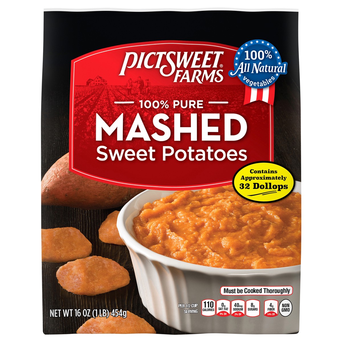 slide 1 of 8, Pictsweet Farms® frozen mashed sweet potatoes, 16 oz