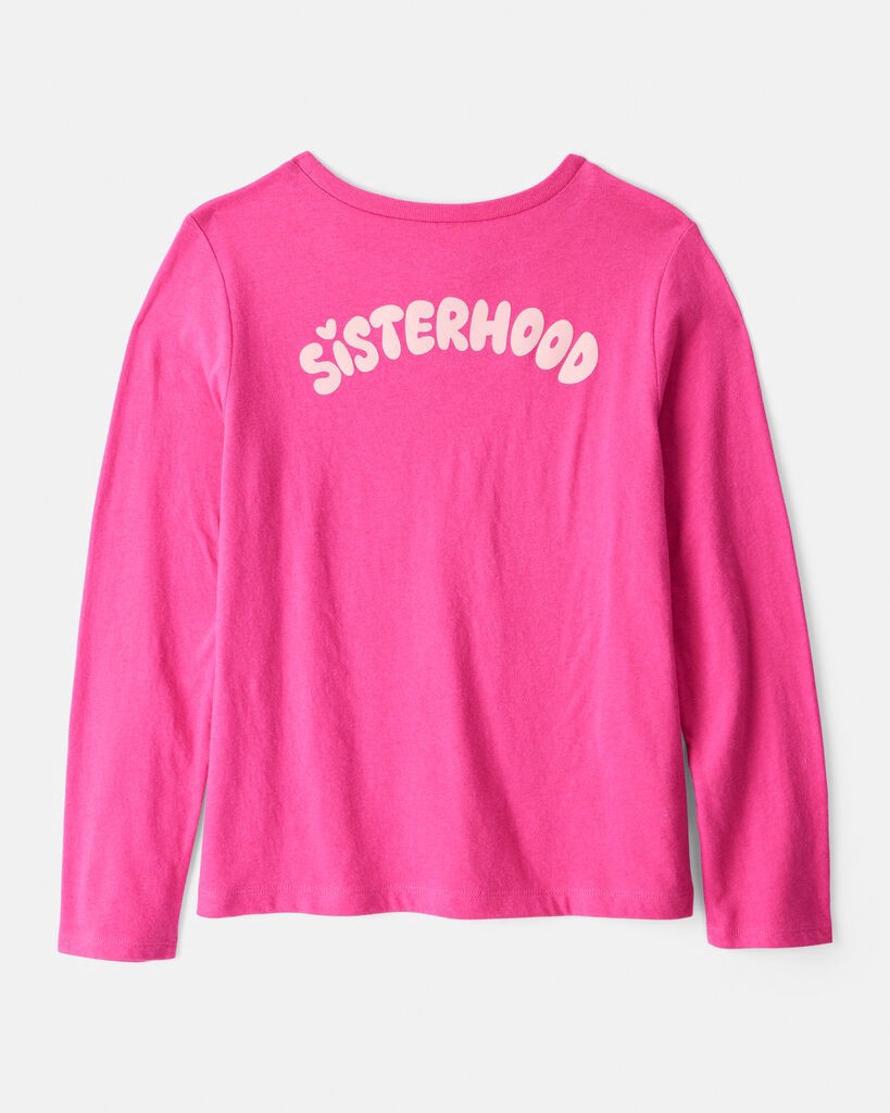 slide 4 of 4, Carter's Carters Girls Sisterhood Long-Sleeve Graphic Tee - Pink Pink XS, 1 ct