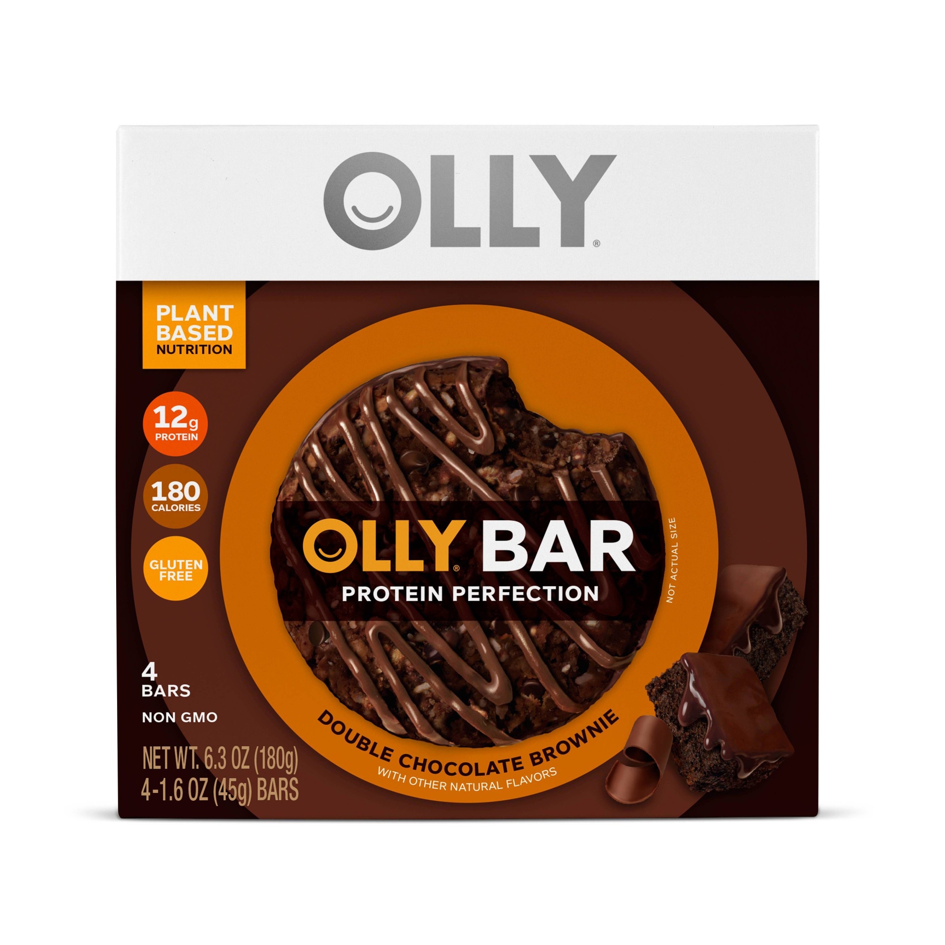 slide 1 of 4, Olly Bar - Double Chocolate Brownie, 4 ct