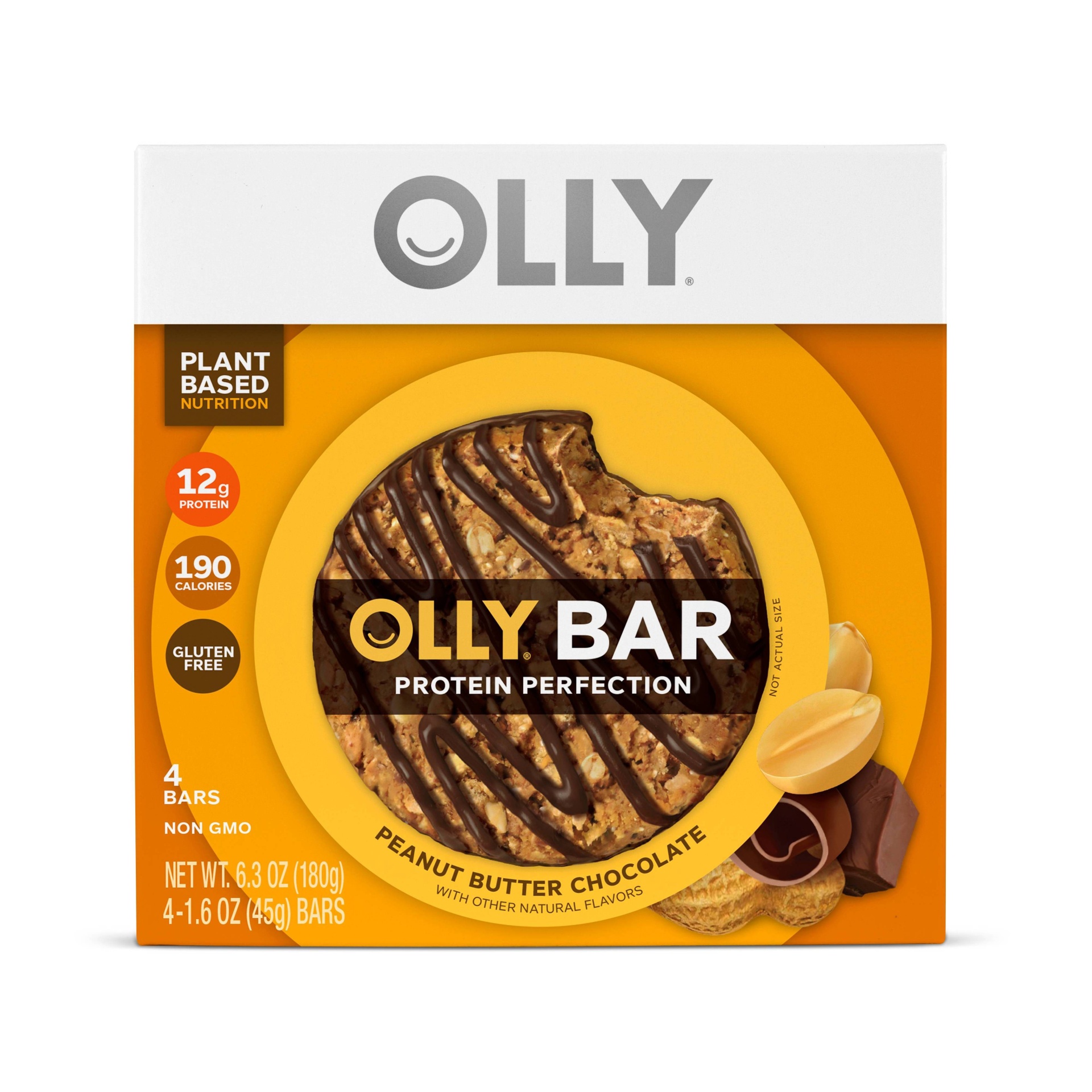 slide 1 of 4, Olly Protein Bar - Peanut Butter Chocolate, 4 ct