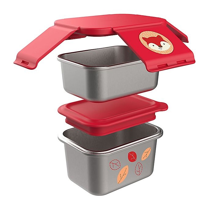 slide 3 of 3, Skip Hop SKIP*HOP Zoo Fox Stainless Steel Lunch Container Kit - Red, 1 ct