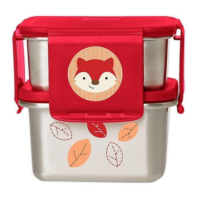 slide 1 of 3, Skip Hop SKIP*HOP Zoo Fox Stainless Steel Lunch Container Kit - Red, 1 ct