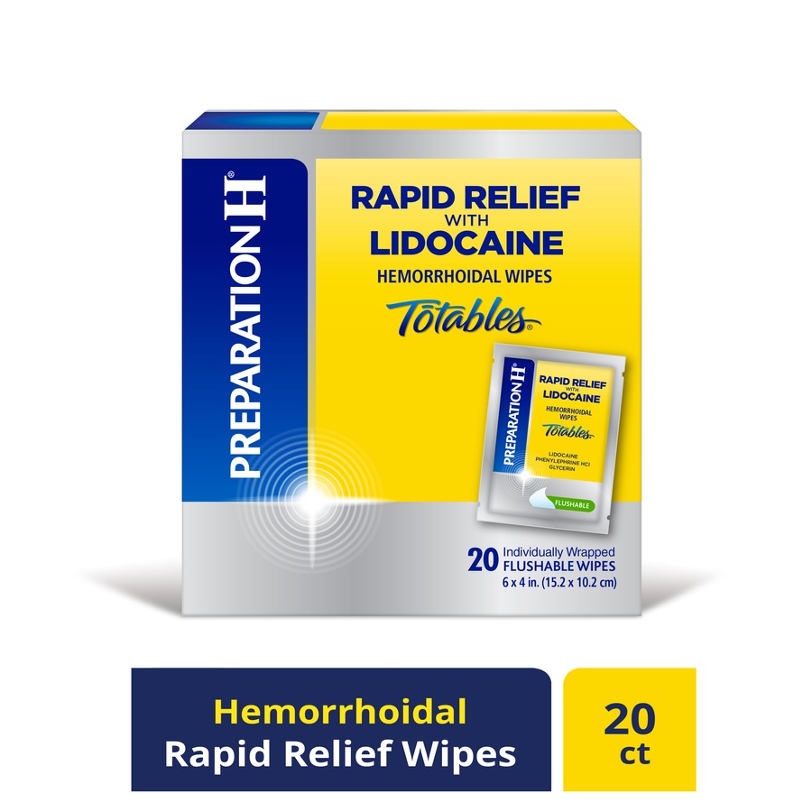 slide 2 of 7, Preparation-H Rapid Relief with Lidocaine Hemorrhoidal Wipes, 20 ct